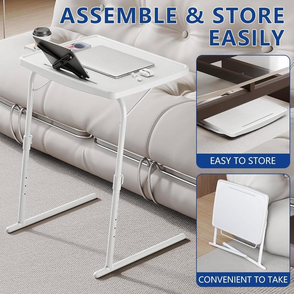 Adjustable TV Tray Stand Folding Bed Desk Sofa Table 6 Height & 3 Angle Settings