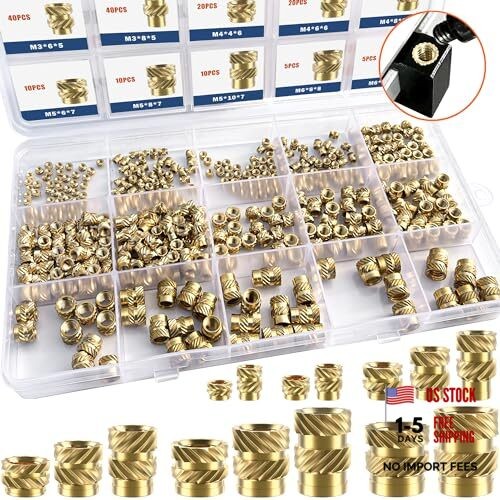 400Pcs Threaded Inserts, M2 M2.5 M3 M4 M5 M6 Threaded Inserts Kit (400Pcs)