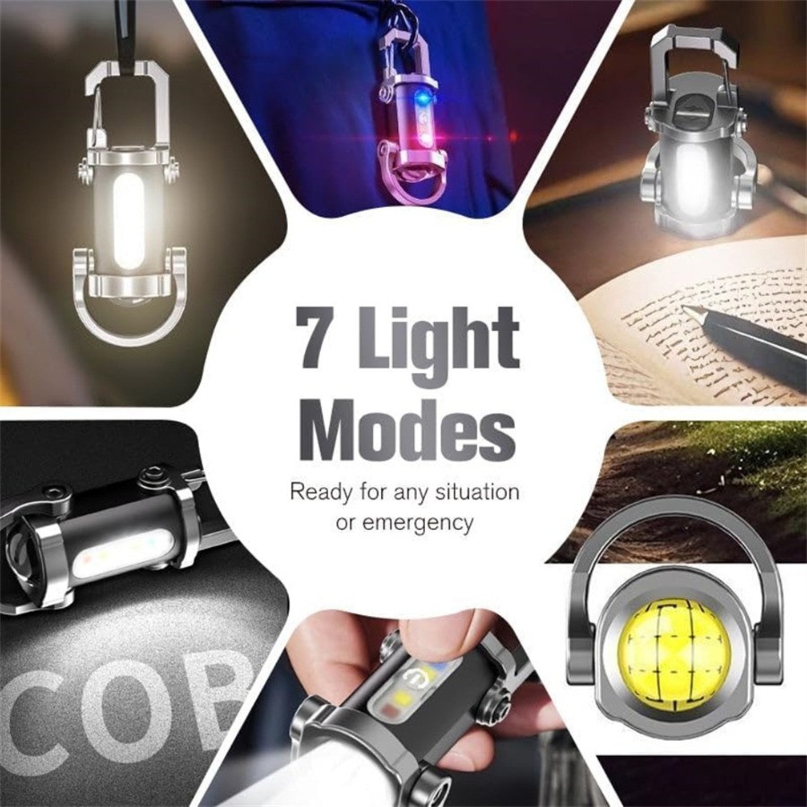 2xPortable Rechargeable Bright Keychain Flashlight Phone Charger,Emboadlie Mode