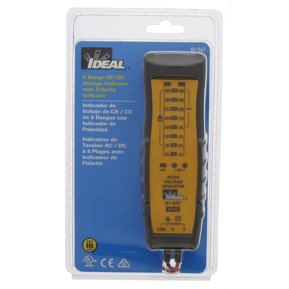 IDEAL Electrical 61-547 8 Range AC/DC Voltage Indicator w/PolarityIndicator,