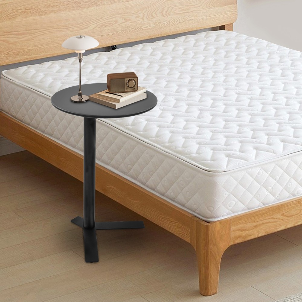 Black Iron Round Side Table Modern Couch End Table Nightstand With Y-shaped Base
