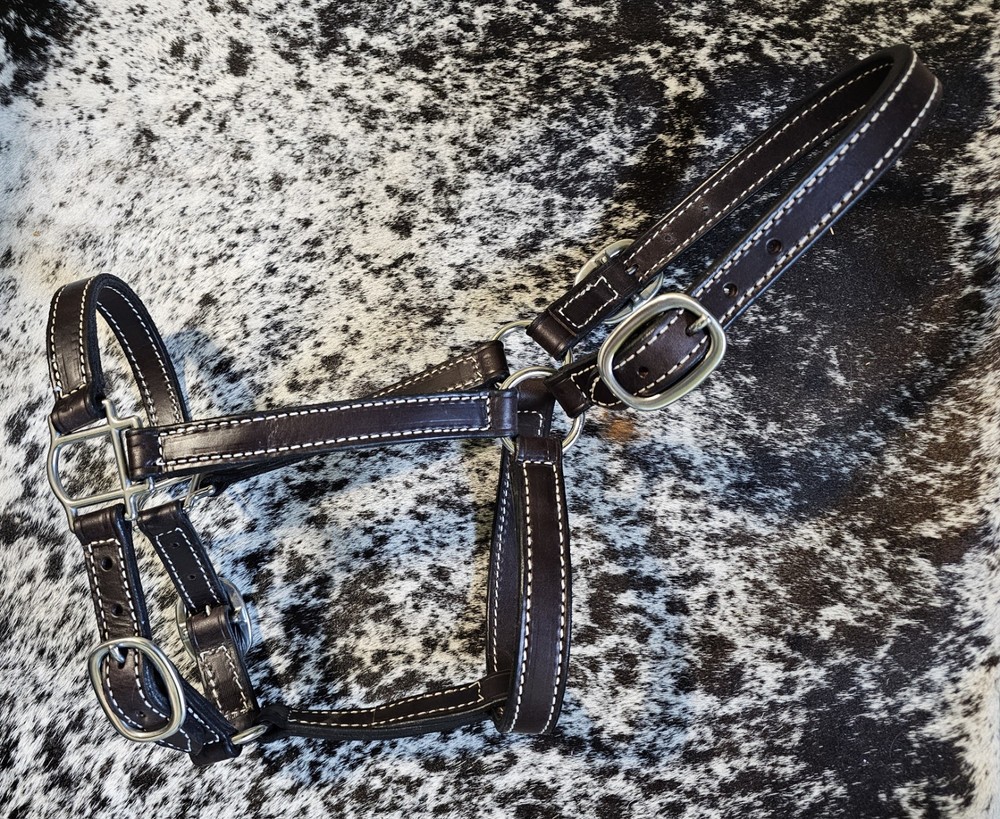 Mare/Cob Size Leather Show Halter With Matching Lead