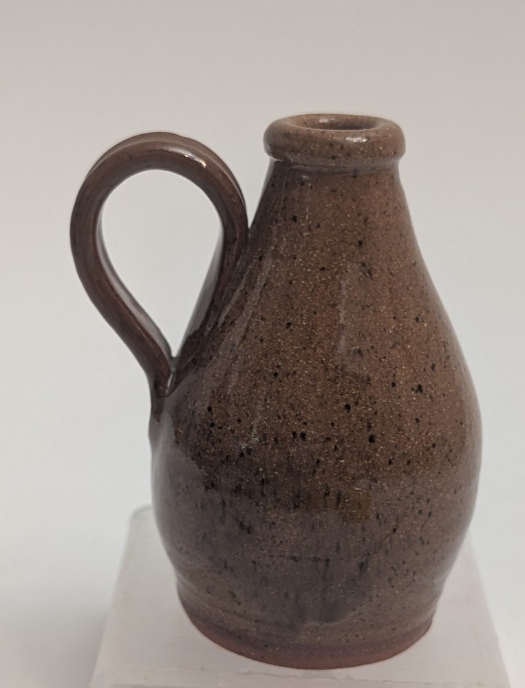 Speckled Brown Mini Handled Ceramic Jug 4 1/4"- Signed