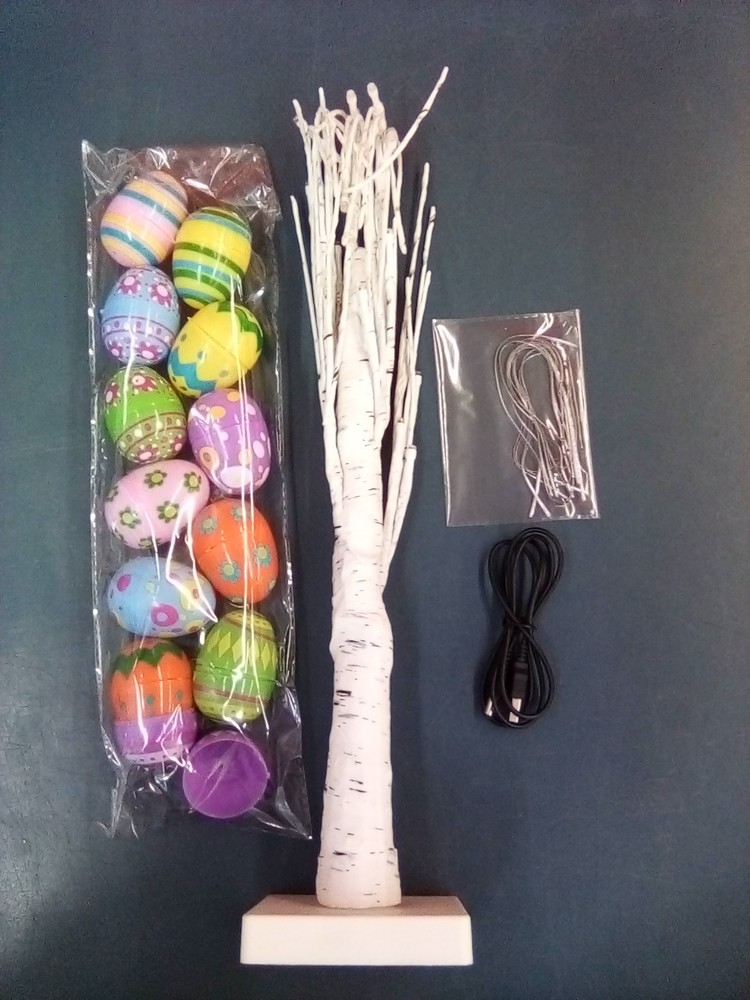 2 ft Tabletop Light Up Easter Egg Floral Tree With 12 Eggs