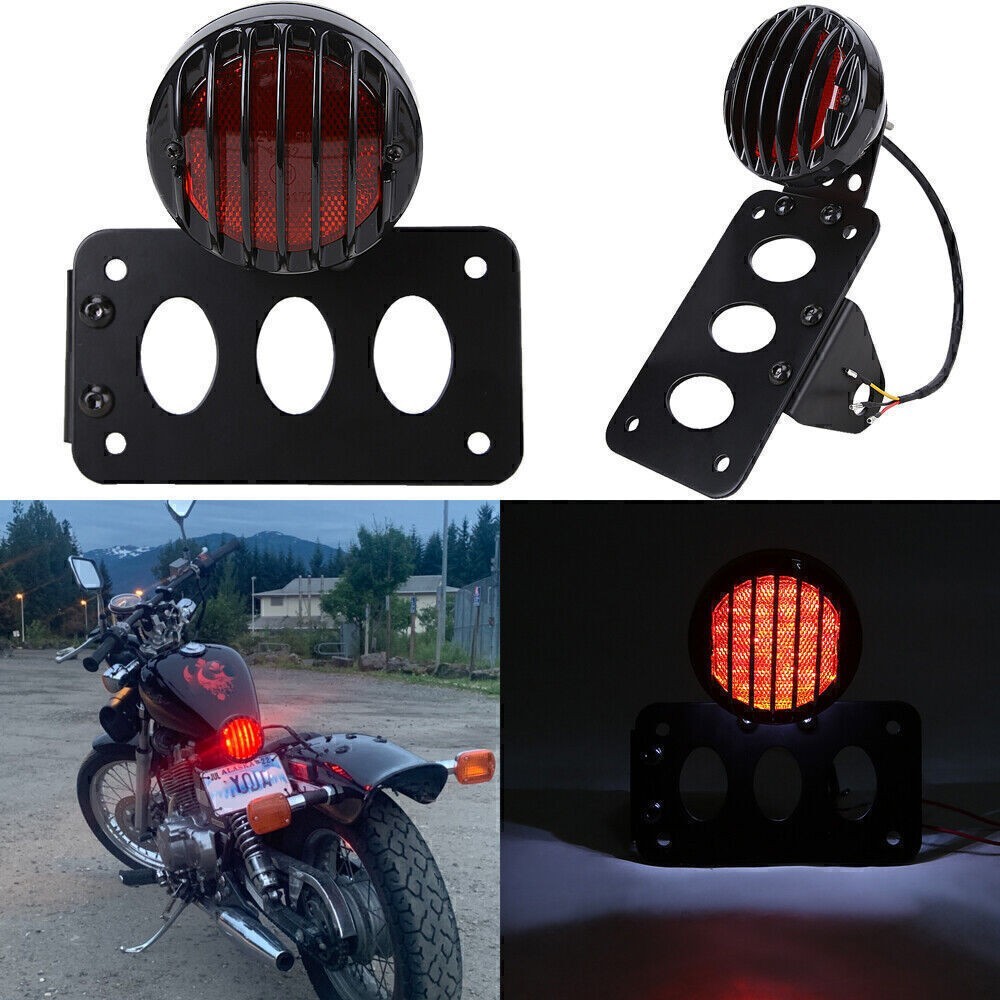 Side Mount LED Tail Light Bracket For Harley Bobber License Plate With Bracket