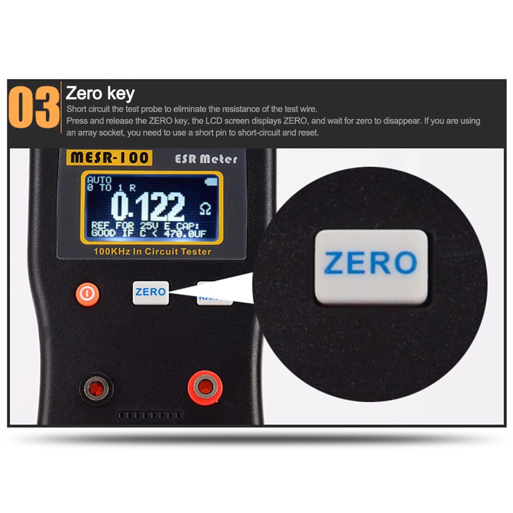 MESR-100 ESR Capacitance Ohm Meter Capacitance Internal Resistance Circuit Test