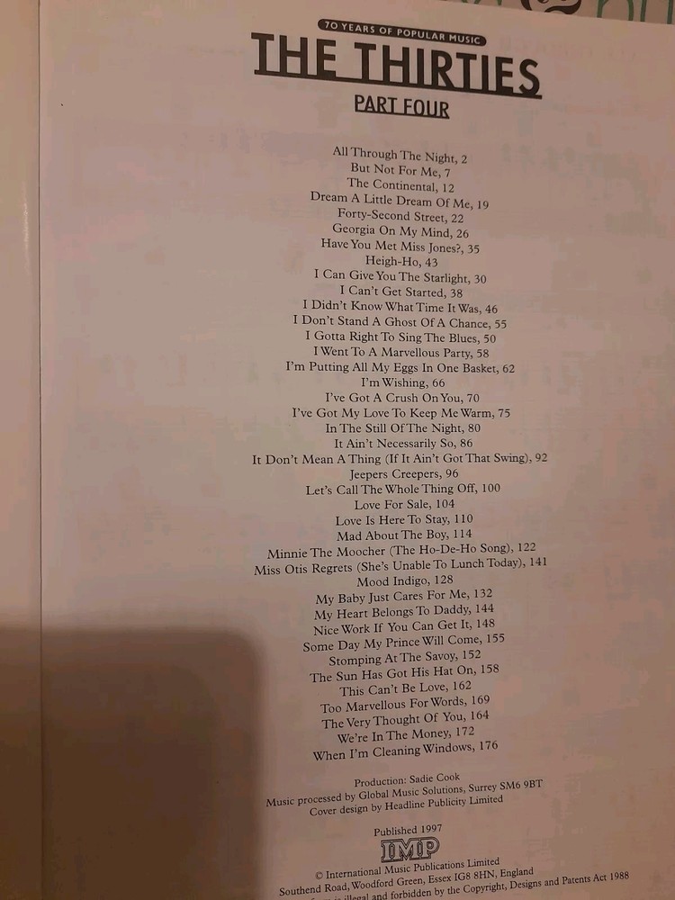 Piano book. The Thirties.