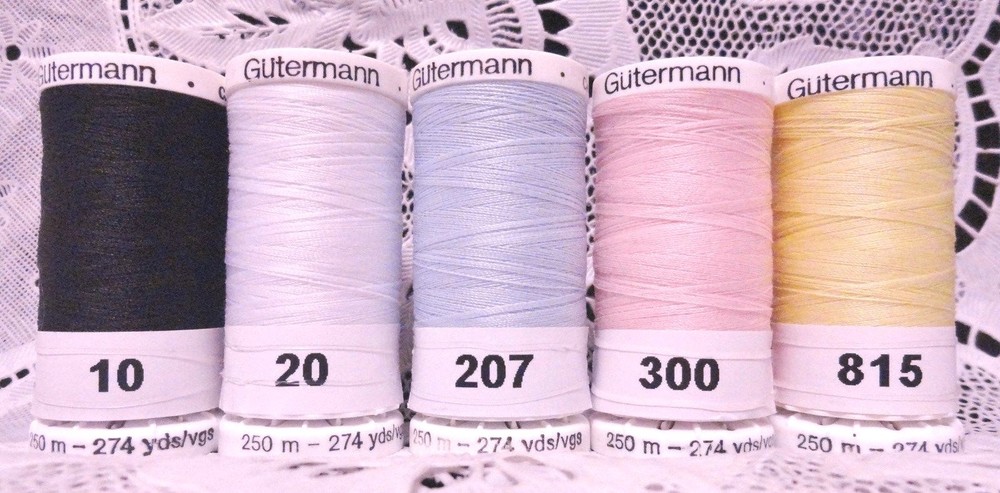 5 NEW 274 yard Spools different colors GUTERMANN 100% polyester sew-all thread