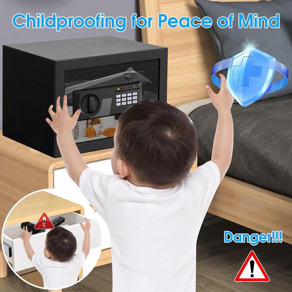 1.3 Cub Small Fireproof Safe for Home, Fire Box with CUFT, Black