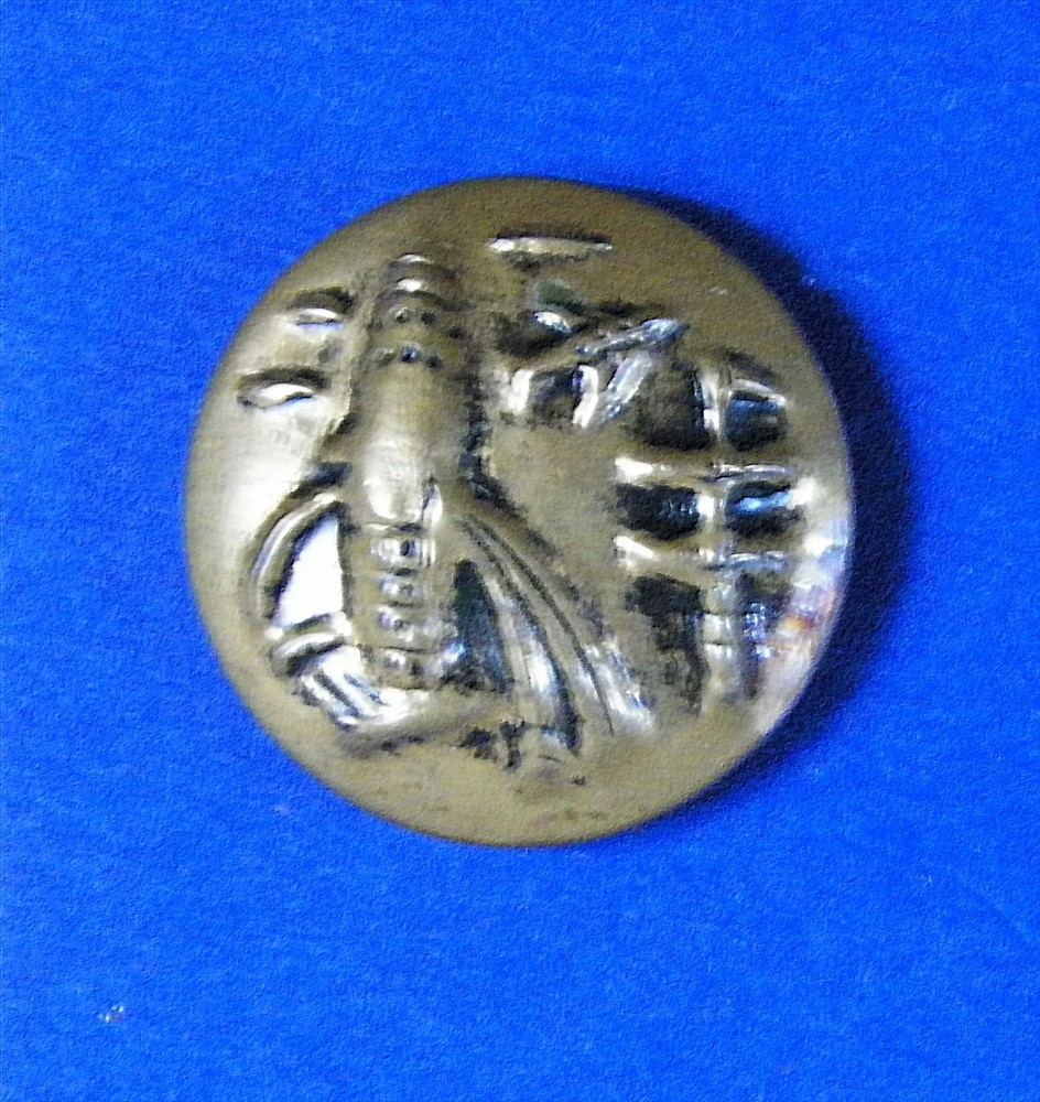 Bb  ROCKET SHIPS in SCENE Vintage Brass BUTTON Medium