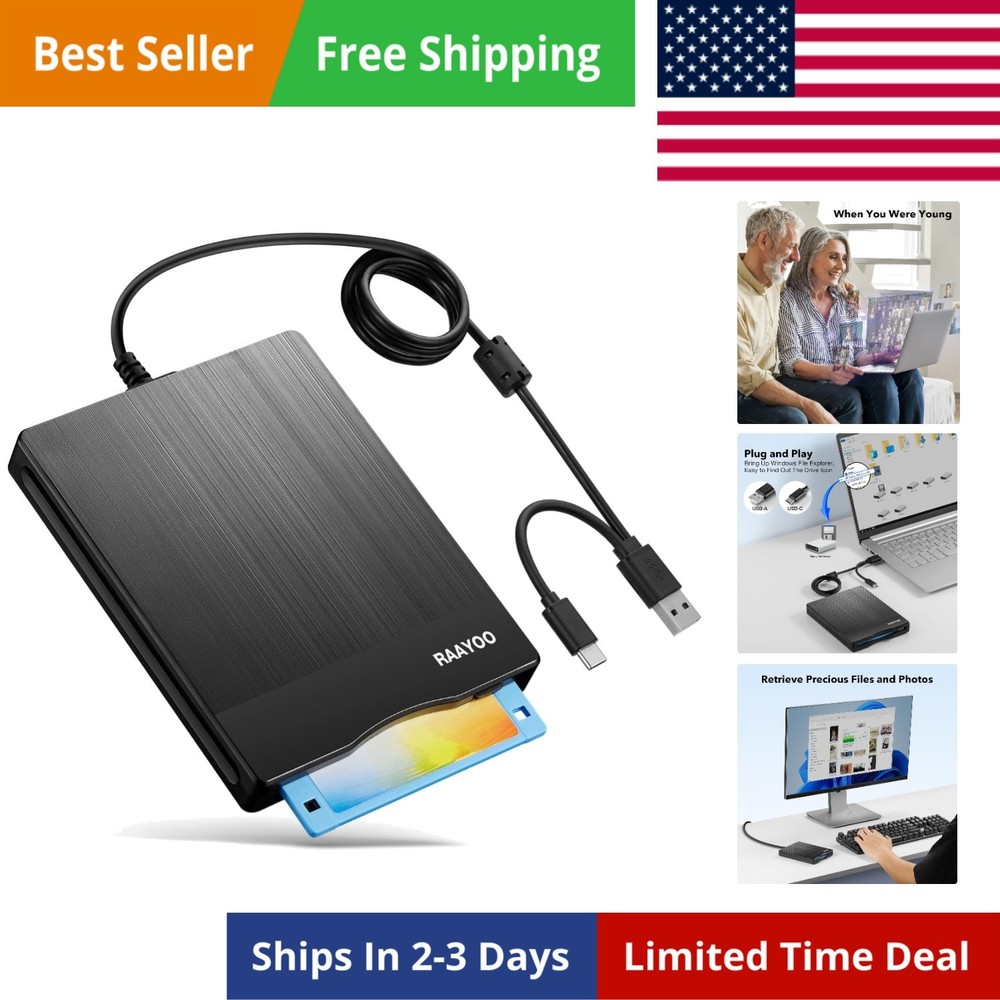 Brushed Texture 3.5 Inch Floppy Disk Drive - Plug and Play for Windows Users
