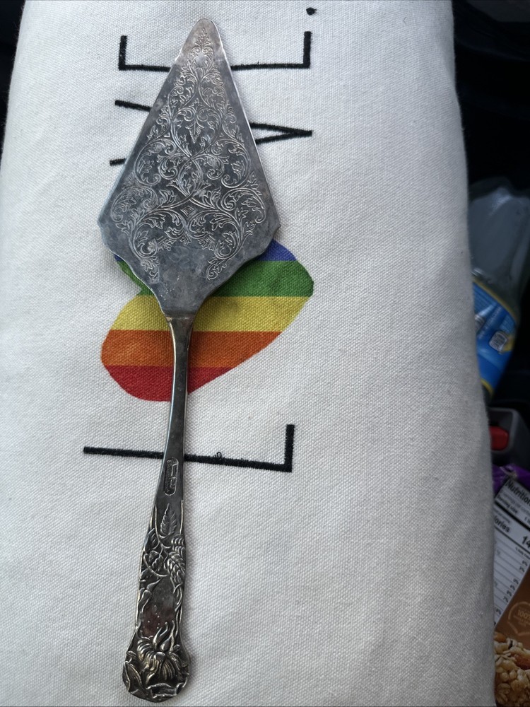 Vintage Ornate Silver Plate Wedding Cake Server with monogram