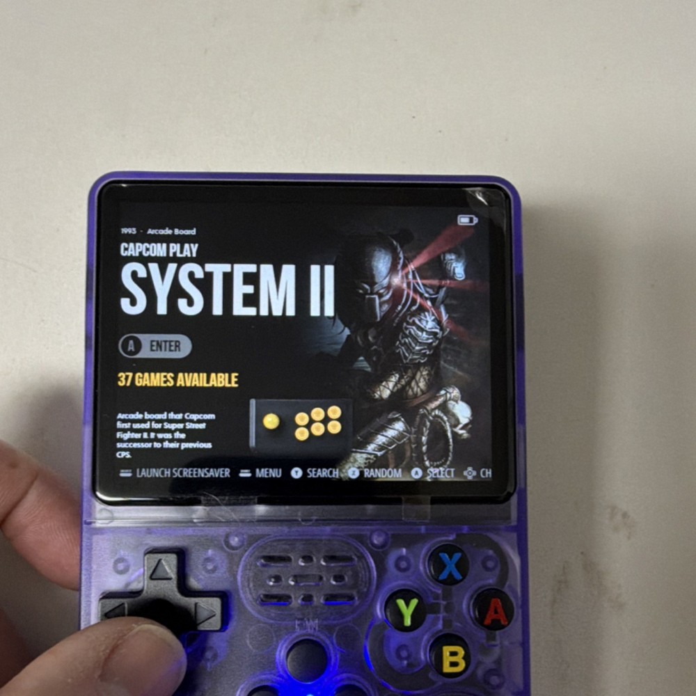 R36S Open Source Handheld Game Console Purple Transparent USB-C