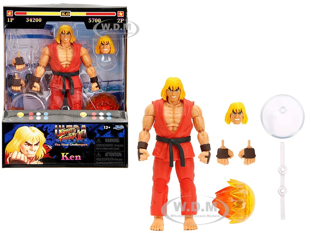KEN 6" MOVEABLE FIGURE W/ACCESSORIES & ALTERNATES "STREET FIGHTER" BY JADA 34218