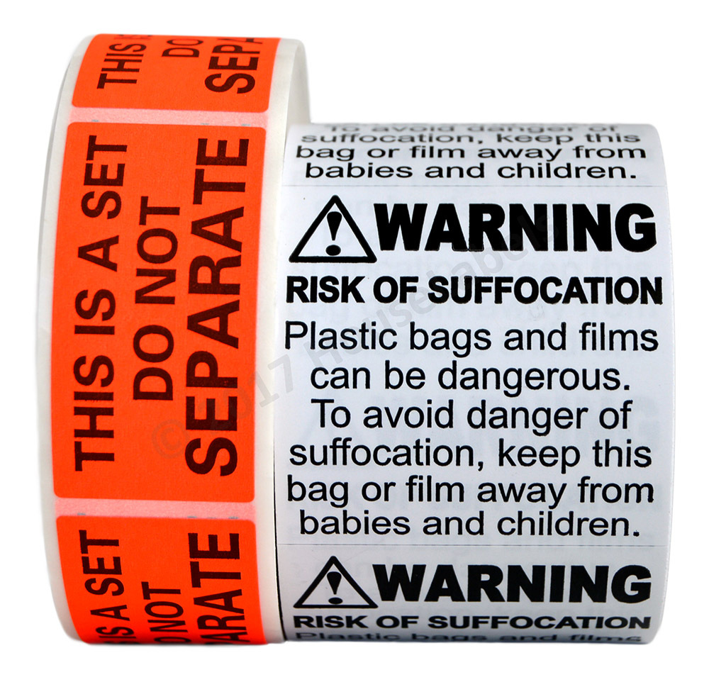 FBA Combo Pack (1x Suffocation Warning Labels And 1x Do Not Separate Labels)