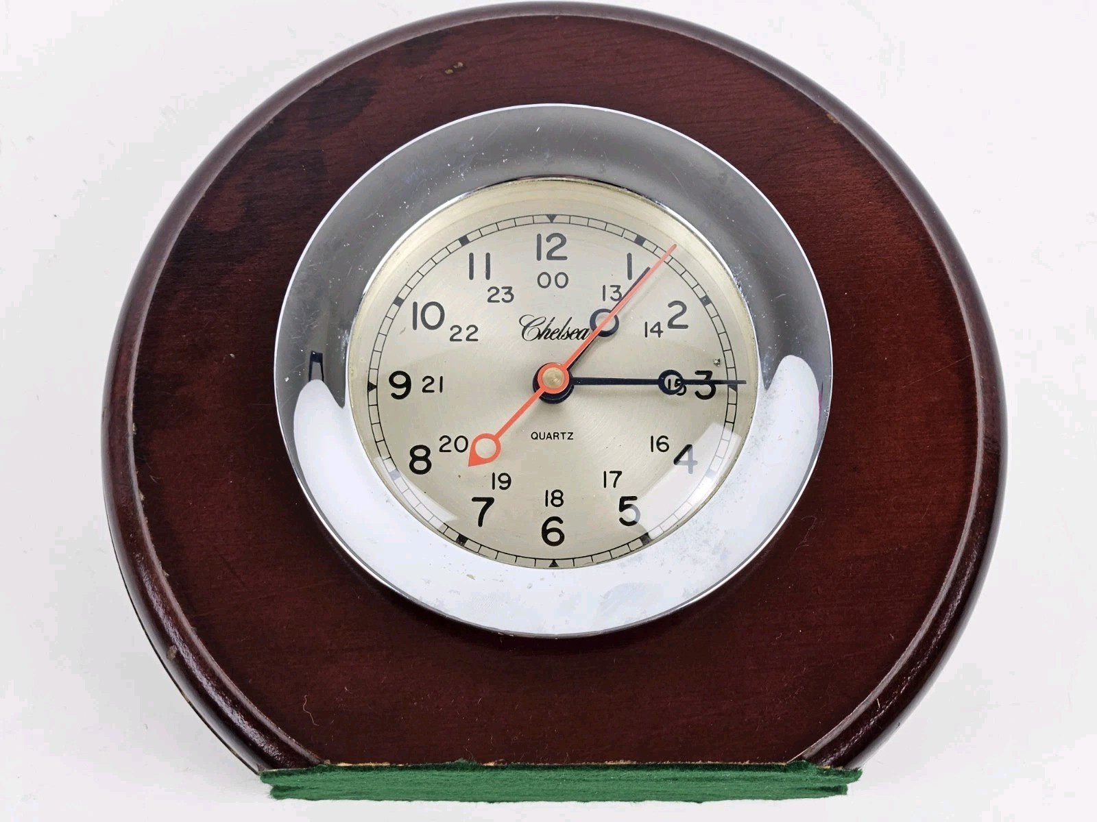 Vintage Working CHELSEA Clock Co. Nautical Ship Mantel Clock with Wood Case