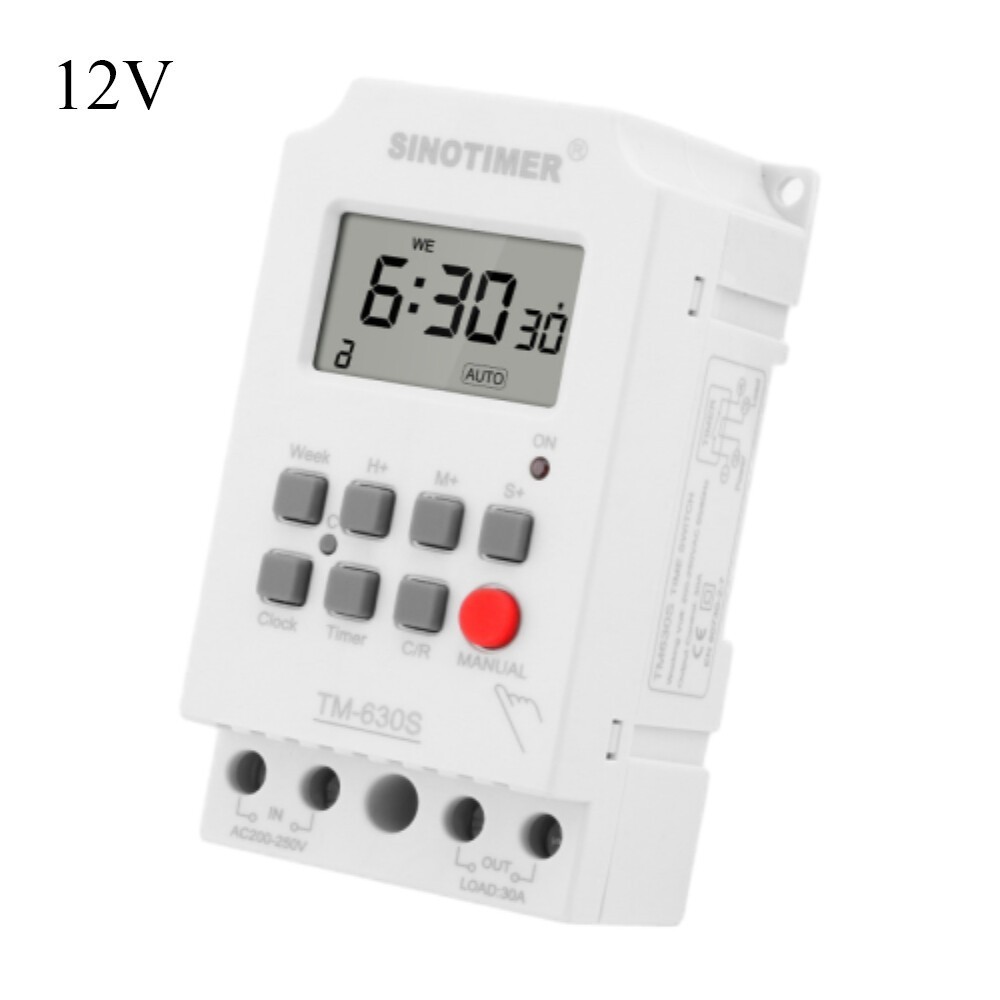 12V/110V 30A 230VAC 7 Days Weekly LCD Digital Electronic Lighting Timer Switch