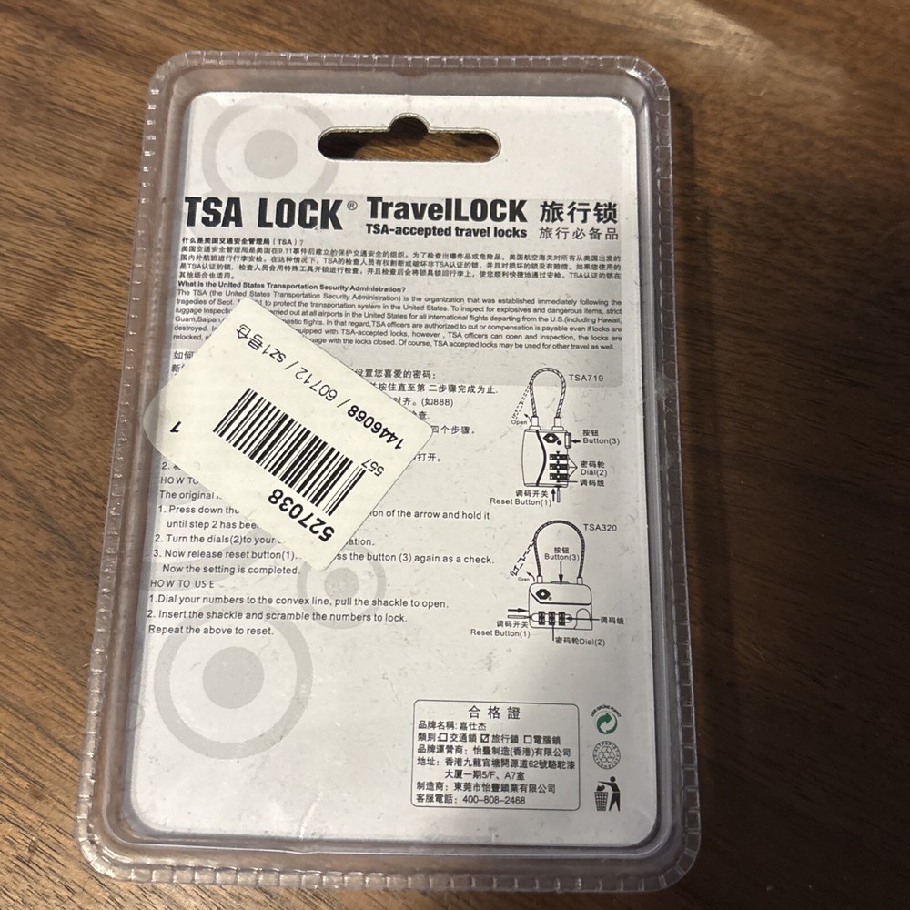 Jasit TSA Accepted Cable Luggage Suitcase Travel 3 DIAL Security Lock -