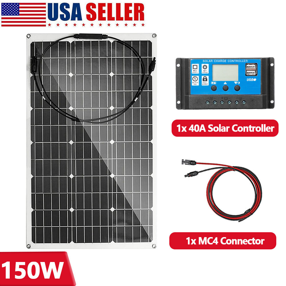 110V 220V 150W Solar Panel Kit Complete Solar Power Generator 40A Grid System