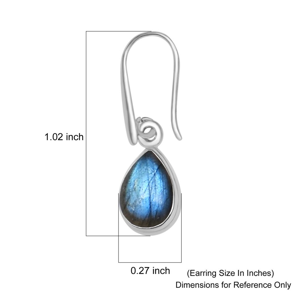 Natural Labradorite Gemstone 925 Sterling Silver Small Tiny Drop Dangle Earrings