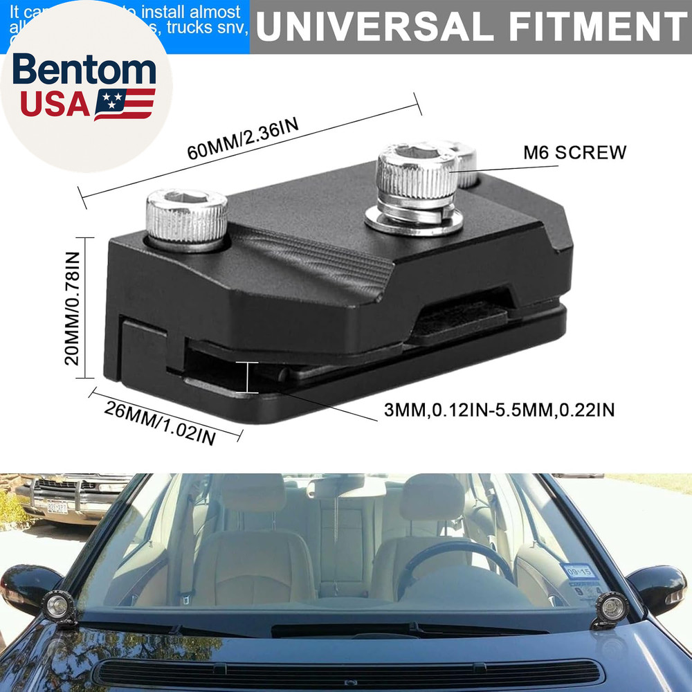 2PCS Universal Hood Light Mounting Brackets Ditch Light Brackets Adjustable Alum