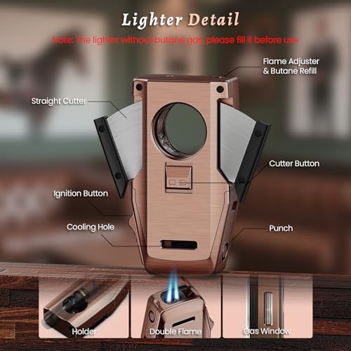 Torch Lighter with Holder, Adjustable Dual Jet Flame Windproof Red Bronze