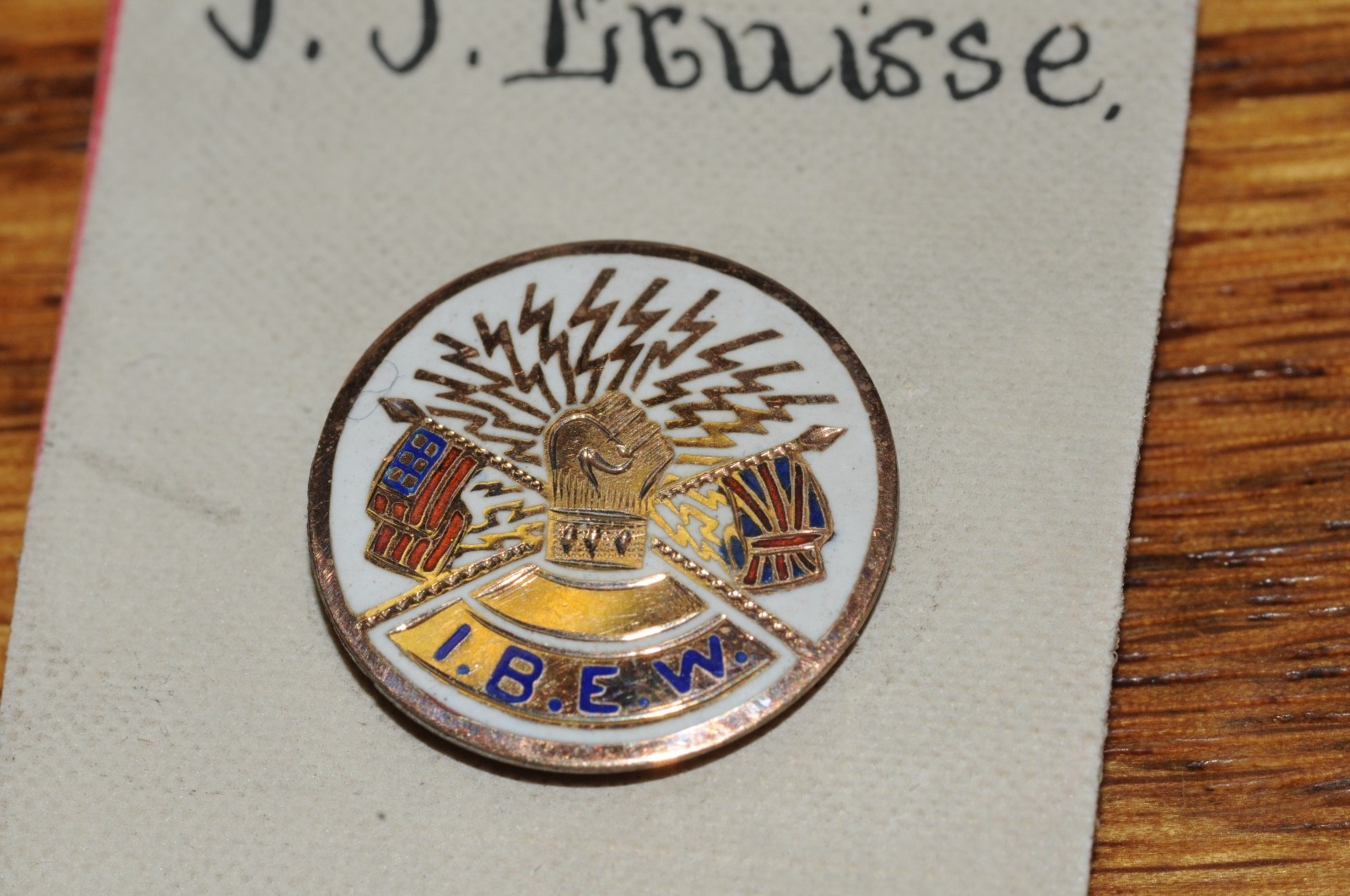 I.B.E.W. Fraternal Organization Lapel Pin Gold Filled 1900 Historical NOS