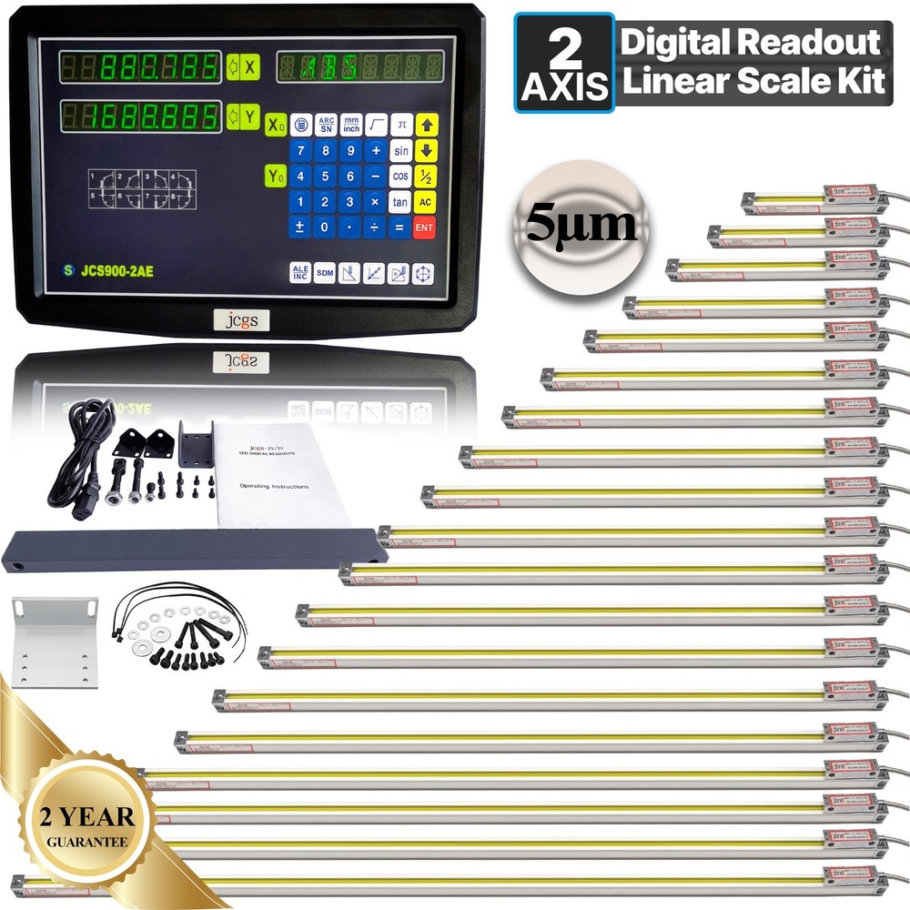 Precision Linear Scale 2 Axis Digital Readout DRO Display Kit CNC Milling Lathe