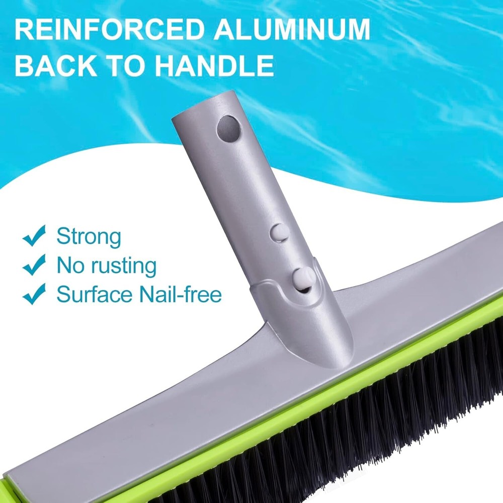 Efficient Pool Wall Cleaning Brush with Corner Scrubbing Bristles - Green
