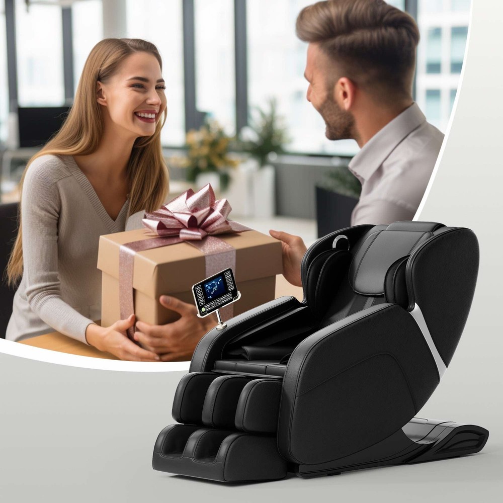 Full-Body Zero Gravity Massage Chair with Deep Tissue Rollers, Lcd, Touchscreen