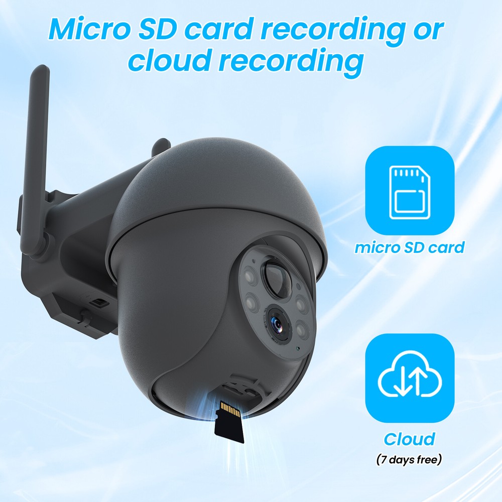 ANRAN 3MP Wireless Pan/Tilt Outdoor Security Camera System Battery Solar Powered