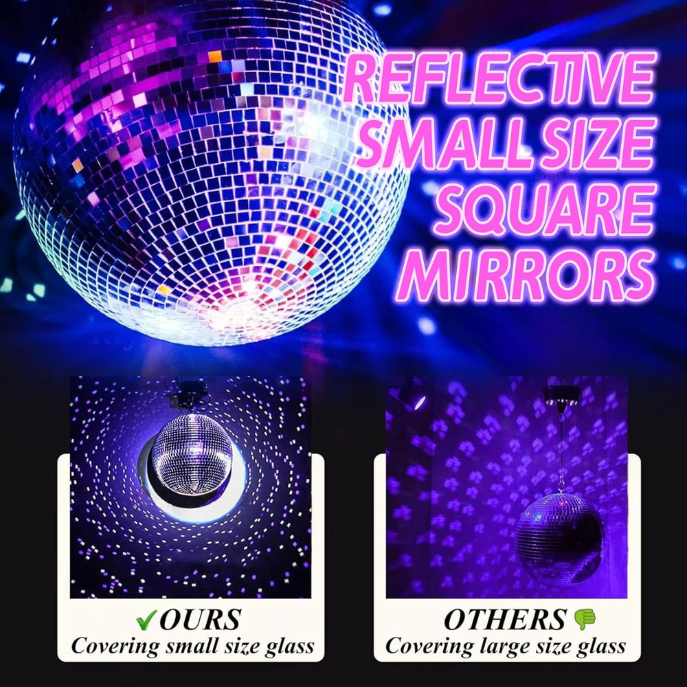 Disco Ball Light, 5 Inch Mirror Disco Ball Light Diffuser, 360° Rotating Small D