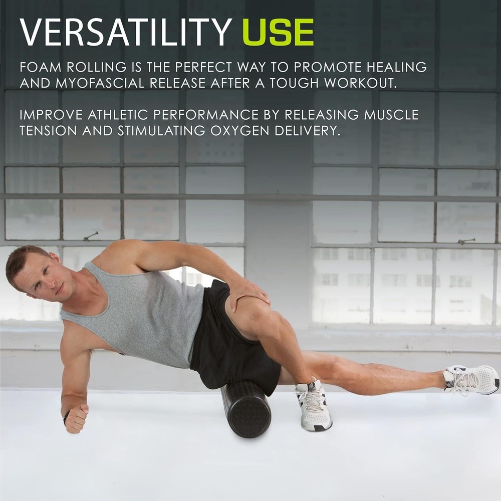 Firm 12" Foam Roller - Versatile Tool for Muscle Therapy & Flexibility Training