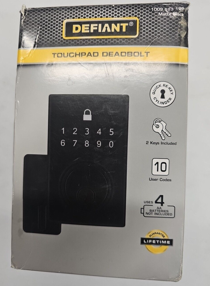 Defiant Square Matte Black Compact Touch Electronic Single Cylinder Deadbolt