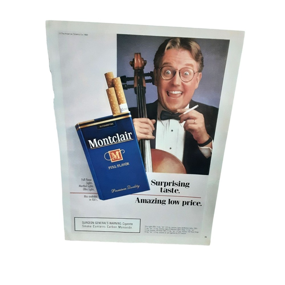 1992 Montclair Cigarettes Original Print Ad Vintage