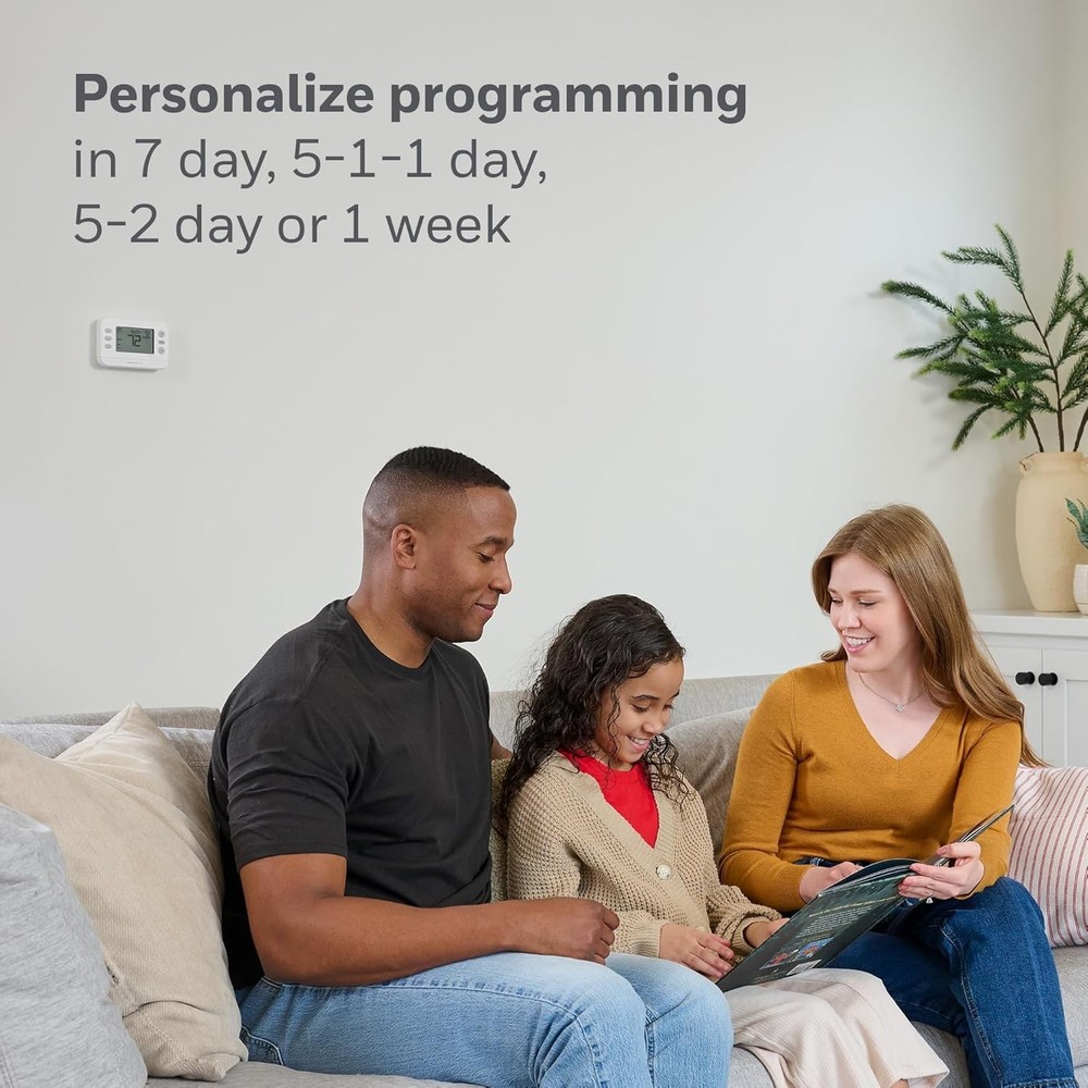 New! Programmable Thermostat, Single-Stage, 1 Heat/1 Cool Compatibility, Flex...