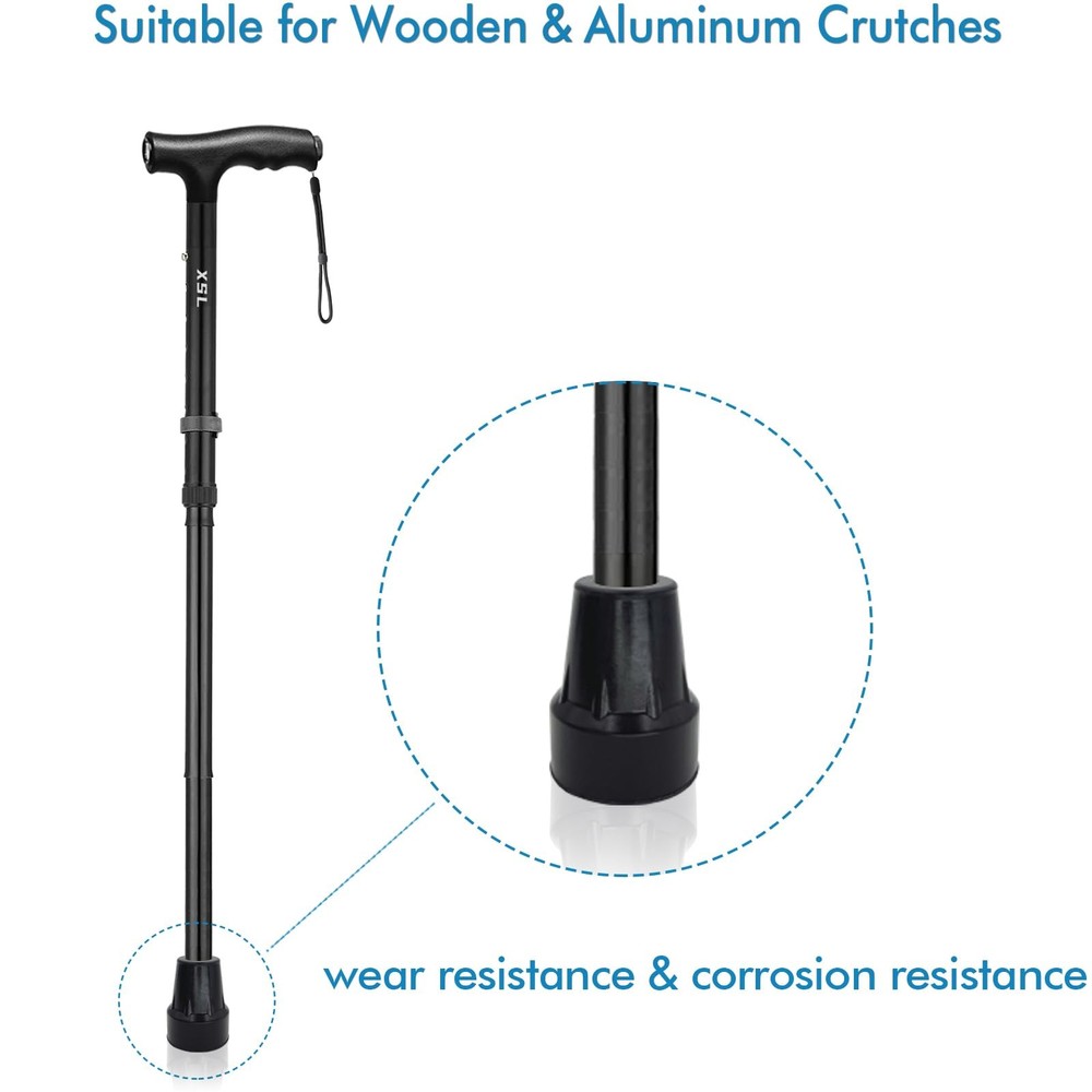 Replacement Cane Tips, Black, 1 inch 1 Inch (Pack of 2)