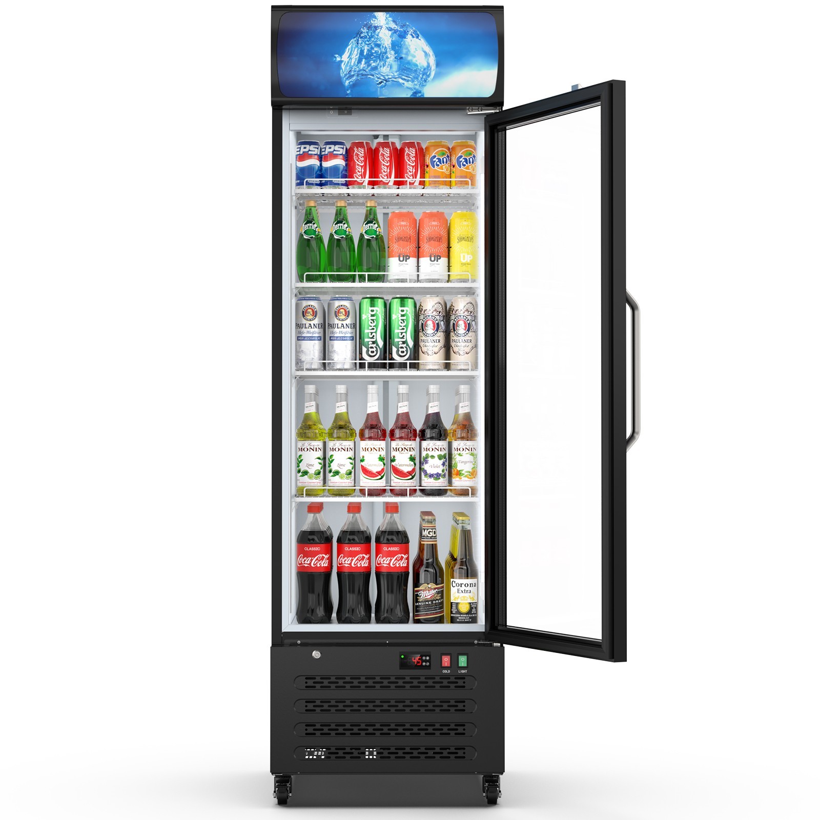 Commercial Merchandiser Refrigerator 14.8 CU.FT Glass Door Upright Beverage Frid