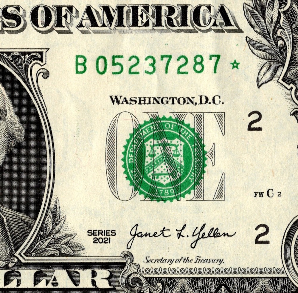 2021 B Star note Fancy Serial Number Regular Run