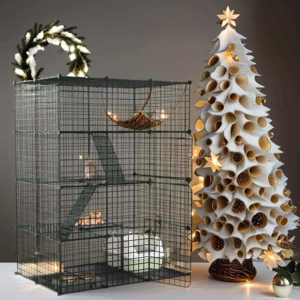 4-Tier Large Cat Cage Enclosure Metal Wire Kennel DIY Playpen Catio with Hammock