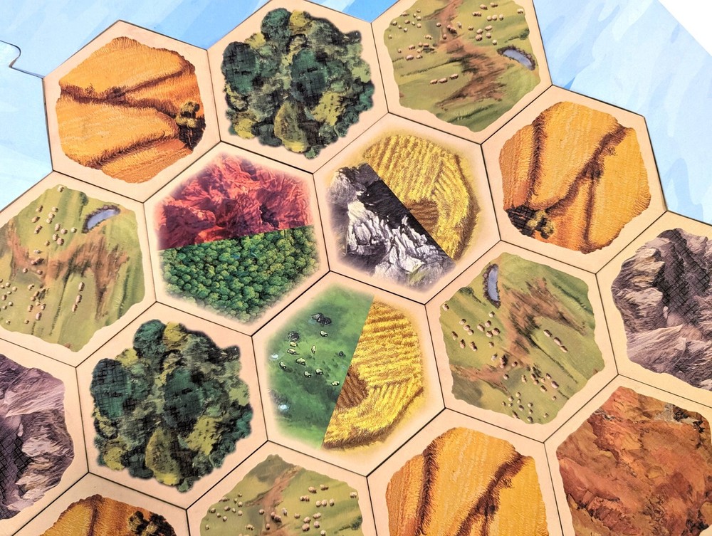 Split-Resource Hexes replacement piece compatible with Catan's Settlers of Catan