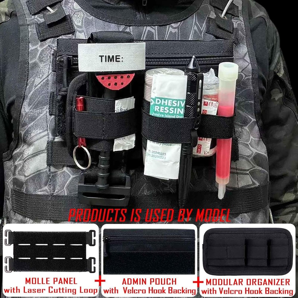 6 Piece Tactical Bag Insert Pack, Modular Elastic Loop Panel Organizers Pouch In