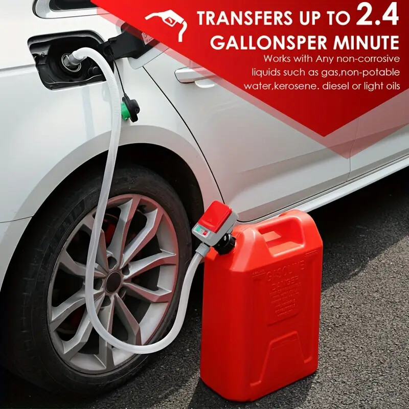 Automatic Fuel Transfer Pump with Auto-Stop,53'' Extra Long Hose Battery Powered