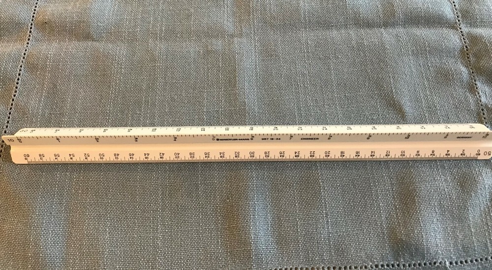 Staedtler-Mars 12” Triangular Scale Ruler 987 18-34 Engineer Germany Color Bars