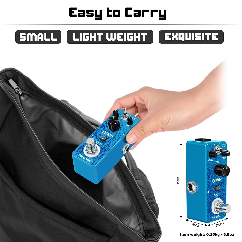 VSN Guitar Compressor Pedal for Analog Compression Effect Pedal Ultimate Comp...