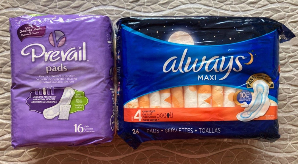 Bladder Control Pads Combo Pack: Always Maxi size 4 Overnight  & Prevail Long