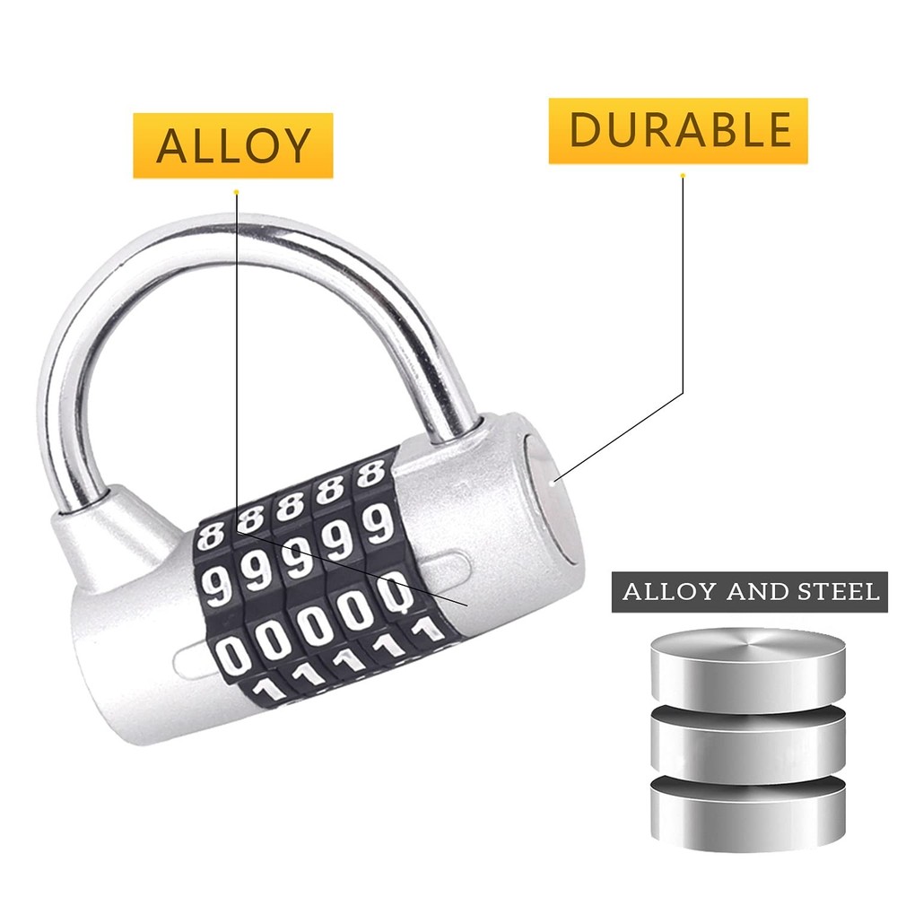 5 Digit Combination Lock,Gym Padlock,Replaceable Combination Lock,Suitable fo...