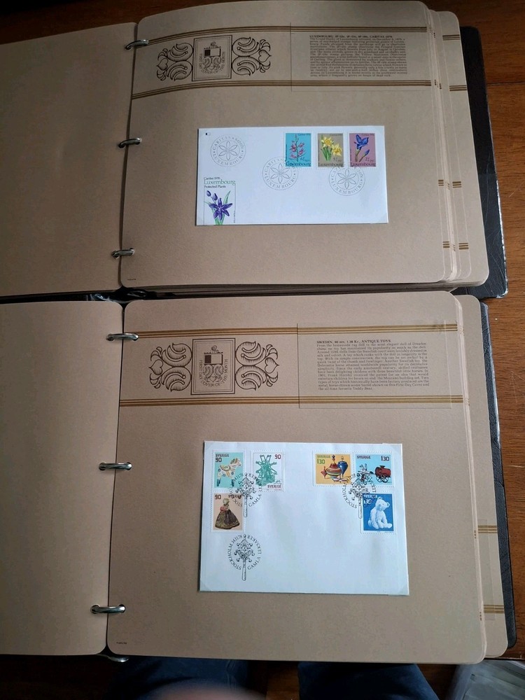 2 FLEETWOOD FDC FIRST DAY COVER OF THE MONTH 3-RING 2" BINDER with SLIPCASE