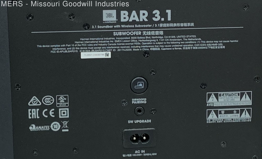 JBL Bar 3.1 Wireless Subwoofer.
