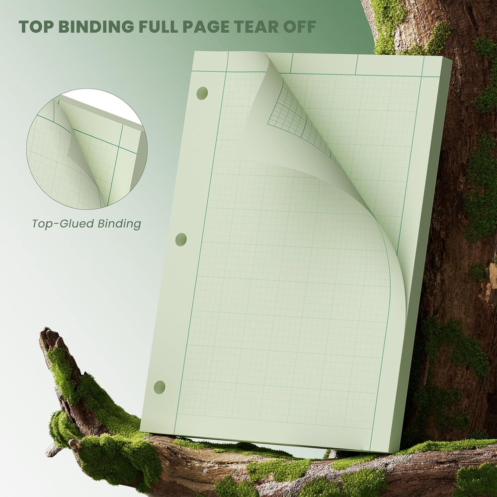 Engineering Paper 8.5 X 11, 100 Sheets Top Glue Binding Engineering Notebook, 5X